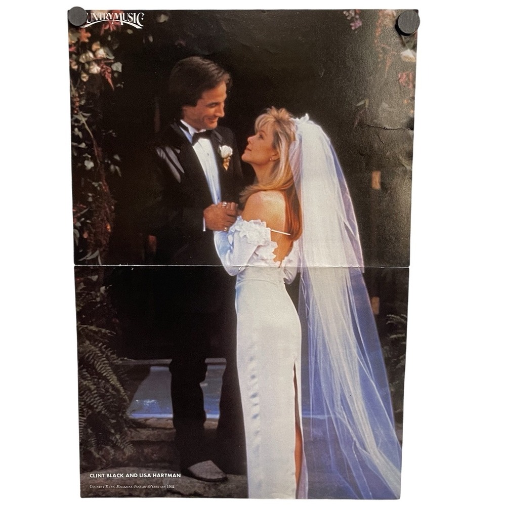 Vintage Country Music Magazine Poster Clint Black Lisa‎ Hartman Wedding 8x10.5